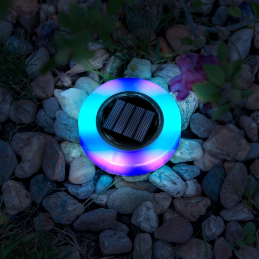 Ηλιακό κυκλικό φωτιστικό κήπου LED με φωτισμό RGB