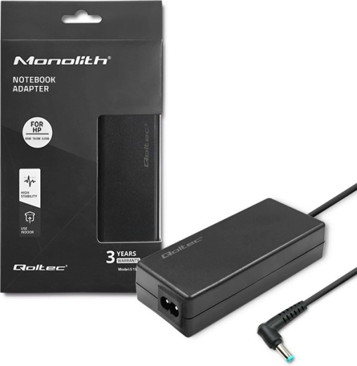Τροφοδοτικό για HP 65 W, 19.5 V, 3.33 A, βύσμα 4.5 × 3.0 mm Slim – Qoltec