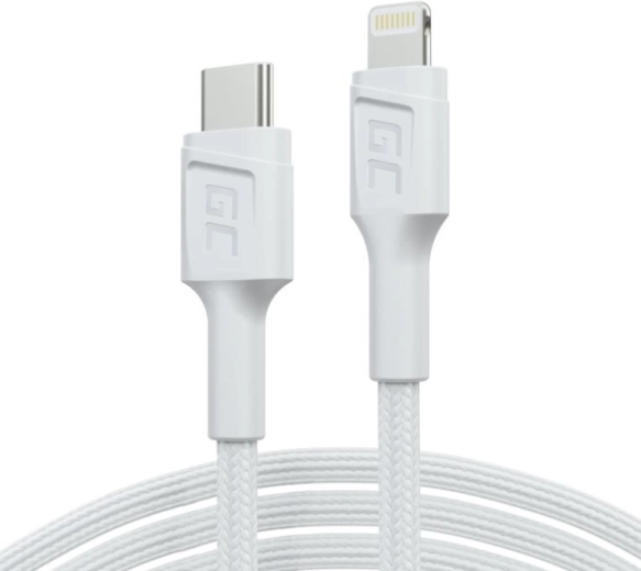 Καλώδιο USB‑C σε Lightning 1 m με MFi και υποστήριξη PD – Green Cell Power Stream, λευκό