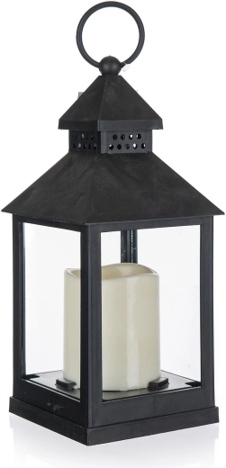 Ηλιακό LED φανάρι μαύρο 10 × 10 × 23 cm