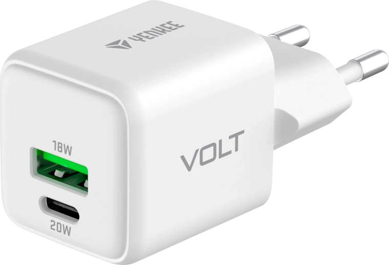 Επιτοίχιος φορτιστής USB-C/A 20W/18W με γρήγορη φόρτιση