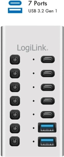 USB hub 7× θυρών με διακόπτες και καλώδιο 2 σε 1