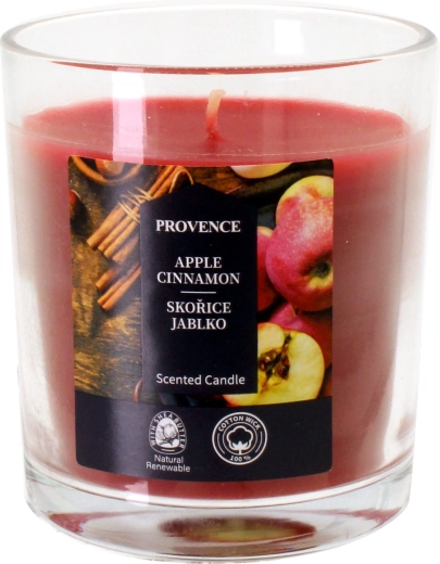 Αρωματικό κερί σε γυάλινο δοχείο Provence κανέλα και μήλο 20 ώρες