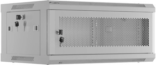 Επιτοίχιο rack ντουλάπι 19" 4U 600 × 450 με διάτρητη πόρτα, γκρι