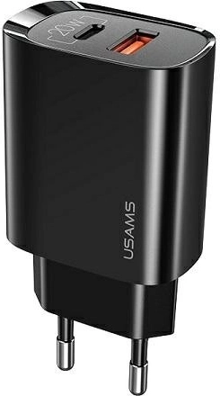Φορτιστής πρίζας USAMS T35 20W με USB‑C και USB, γρήγορη φόρτιση PD 3.0 και QC 3.0