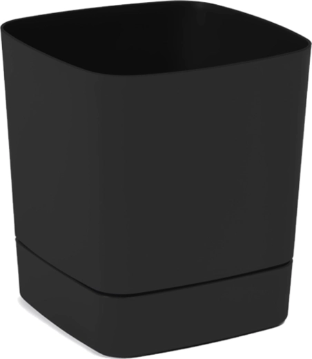 Γλάστρα με πιατάκι Clima 16 × 16 cm, μαύρη, ματ