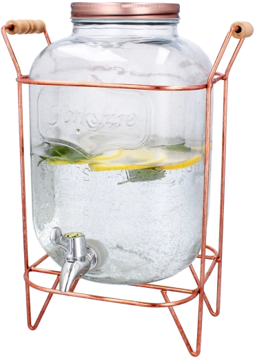 Γυάλινος διανεμητής ποτών 5 l με βρυσάκι και μεταλλική βάση