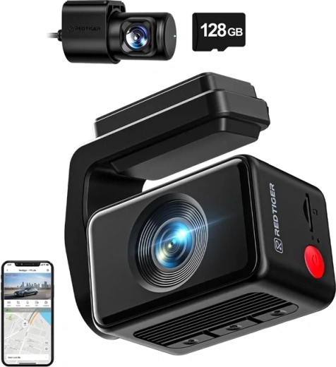 Κάμερα αυτοκινήτου REDTIGER F4 Pro WiFi 4K + 1080p με κάρτα 128GB
