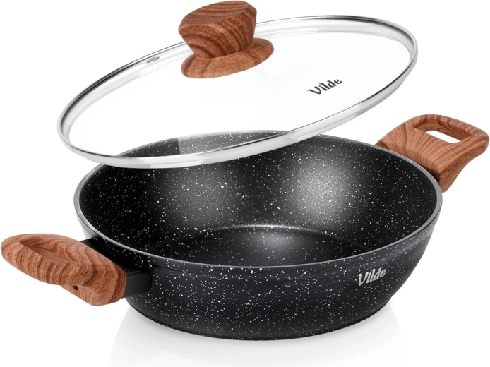 Βαθύ γρανιτένιο τηγάνι με γυάλινο καπάκι 24 cm, 2,2 l