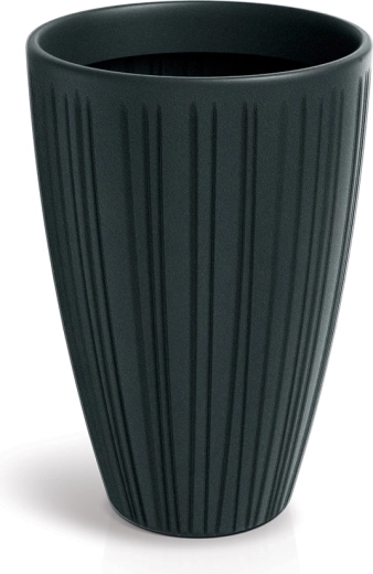 Ψηλή ραβδωτή γλάστρα Fero Round High 48 cm – σκούρο γκρι