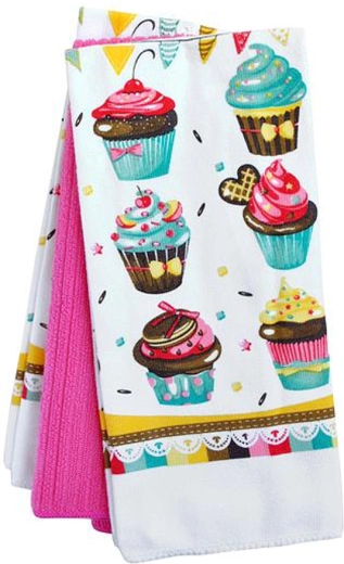 Πετσέτες κουζίνας TORO cupcakes, 38 × 64 cm, σετ 3 τεμ.