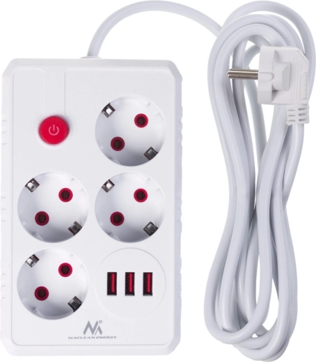 4 πρίζες + 3× USB σε ένα σημείο