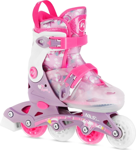 Παιδικά ρυθμιζόμενα inline πατίνια NILS Fun Flipzy ροζ – S