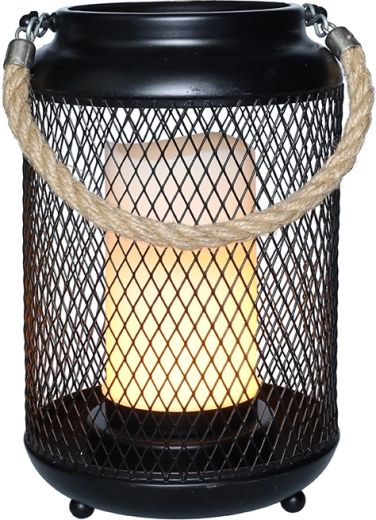 Solight μεταλλικό φανάρι με κερί LED, θερμό λευκό, μαύρο, 20 cm