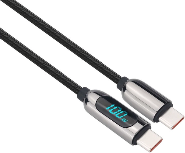 Καλώδιο USB-C Solight με οθόνη USB-C – USB-C 100 W 2 m - 1 τεμάχιο