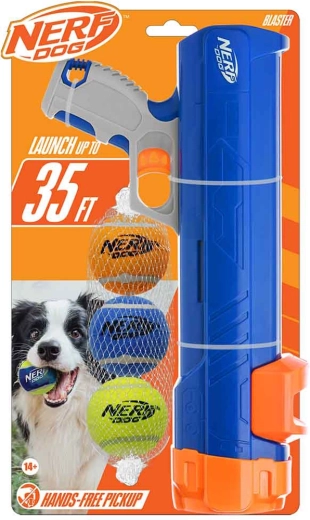 Nerf Dog εκτοξευτής μπαλών 30 cm χωρίς κλιπ + 3 σφυριχτές μπάλες τένις 5 cm