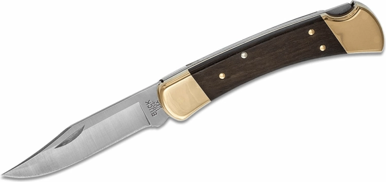 Buck 110 Hunter Lockback κλειστός πτυσσόμενος σουγιάς 9,5 cm, έβενος + δερμάτινη θήκη