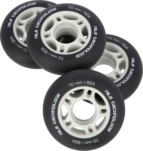 Ματ ροδάκια για inline πατίνια NILS Extreme 70 mm 82A, μαύρα, σετ 4 τεμ.