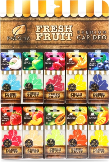 Σετ κρεμαστών αρωματικών αυτοκινήτου Paloma Gold Fresh Fruit – 60 τεμάχια