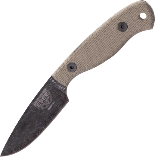 ESEE JG3 Camp-Lore bushcraft μαχαίρι 8,9 cm, stonewash black oxide, καφέ micarta, δερμάτινη θήκη