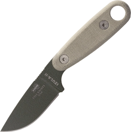 ESEE Izula II πράσινο μαχαίρι λαιμού με λαβή Micarta και μαύρη θήκη