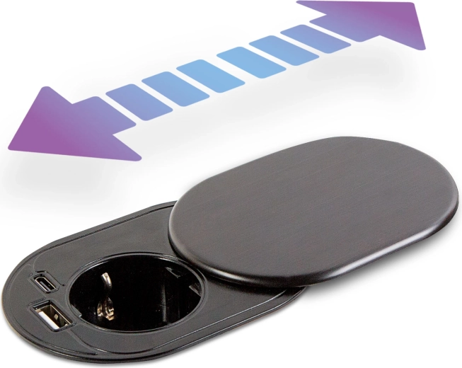 Χωνευτή επιτραπέζια πρίζα με USB-A και USB-C Slide it