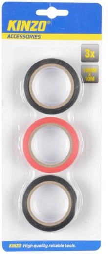 Μονωτική ηλεκτρολογική ταινία Kinzo 18 mm x 10 m, 3 τεμ.