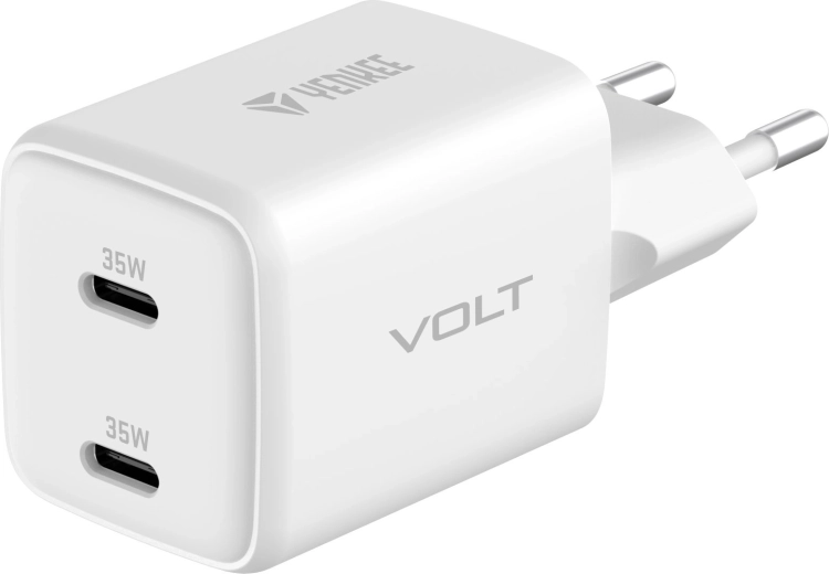 Φορτιστής USB C διπλός 35W VOLT GaN λευκός