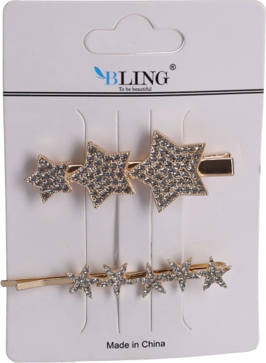 Τσιμπιδάκια μαλλιών BLING – χρυσά, σετ 2 τεμ.