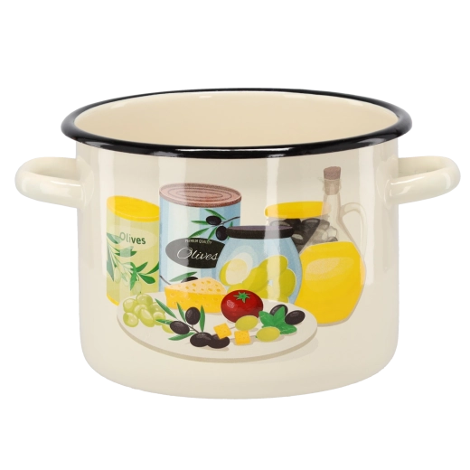 Εμαγιέ κατσαρόλα 4,5 l, 20 cm, κρεμ με μοτίβο ελιών