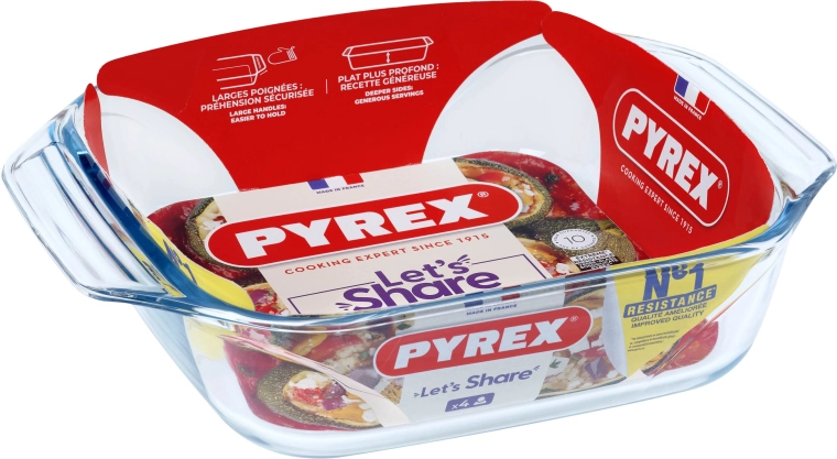 Γυάλινο ταψί με χερούλια Pyrex 29 × 23 cm, 2,4 l, βοριοπυριτικό γυαλί