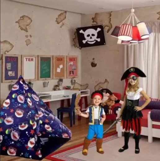 Παιδική σκηνή tipi με μοτίβο καρχαριών 150 × 150 × 125 cm