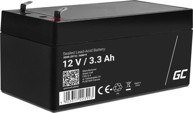 Συντηρήσιμη μπαταρία AGM VRLA GREEN CELL 12 V 1,3 Ah για συναγερμούς, ταμειακές μηχανές και παιχνίδια