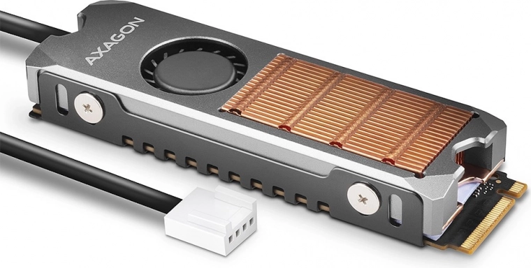 Χάλκινη ψύκτρα με ανεμιστήρα για SSD M.2 2280 διπλής όψης, ύψος 13 mm