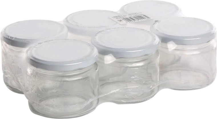 Σετ 6 βάζων για κονσερβοποίηση 330 ml με λευκό καπάκι