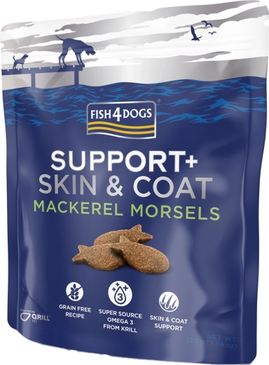 Fish4Dogs λιχουδιές για σκύλους Support+ τρίχωμα & δέρμα σκουμπρί 225 g