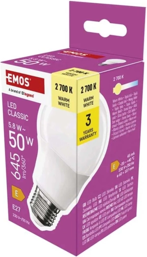 Λαμπτήρας LED Classic A60 E27 5,8 W θερμό λευκό