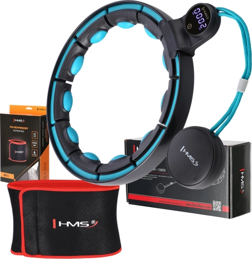 Σετ μασάζ hula hoop με βάρος και ζώνη αδυνατίσματος μαύρο/τιρκουάζ