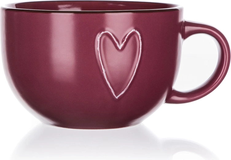 Κεραμική jumbo κούπα Heart 730 ml μπορντό