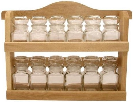 Ξύλινο ράφι με μπαχαρικά 150 ml και 120 ml