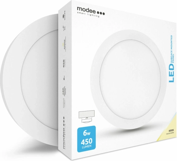 Στρογγυλό LED πάνελ Modee Smart Lighting 6 W, επιφανειακής τοποθέτησης, ουδέτερο λευκό