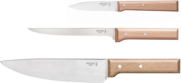 Σετ μαχαιριών κουζίνας Opinel Parallele, ξύλο οξιάς, 3 τεμ.