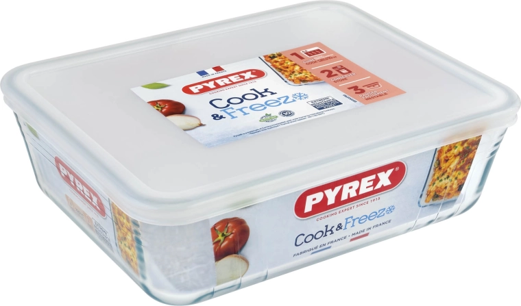 Γυάλινο δοχείο PYREX 2,6 l με καπάκι, 24 × 19 × 8 cm