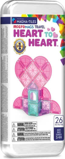 Μαγνητικό σετ κατασκευών MAGNA-TILES microMAGS σετ ταξιδιού Heart to Heart, 26 τεμάχια