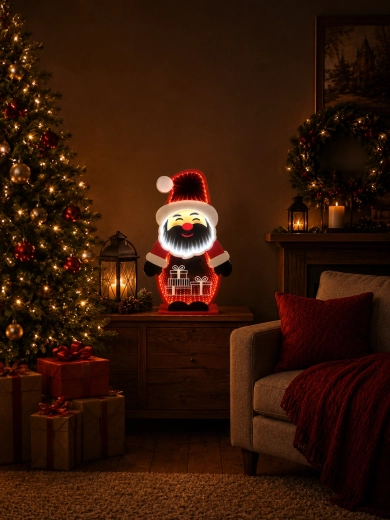 Χριστουγεννιάτικη 3D διακόσμηση Santa Claus με καθρεφτιζόμενο infinity εφέ LED 21,6 × 8 × 37,3 cm - 1 τεμάχιο