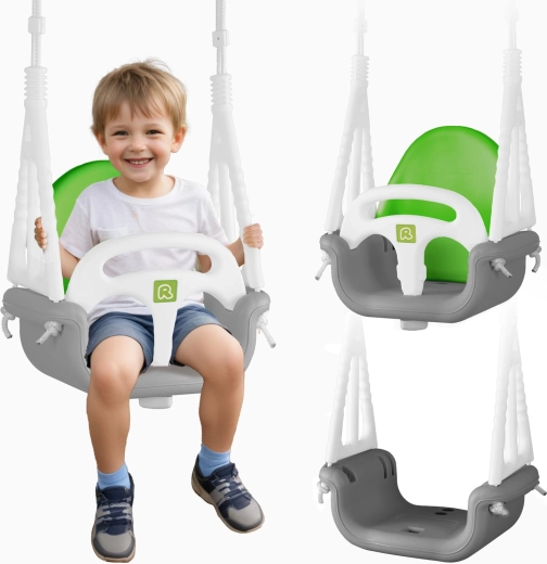Παιδική κούνια εκκρεμούς Ricokids Ελεφαντάκι 3σε1 γκρι-πράσινη