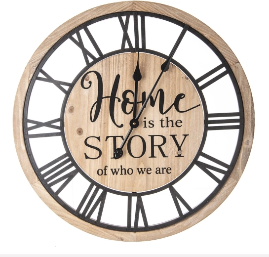 Επιτοίχιο ρολόι Home 60 cm ξύλο και μέταλλο