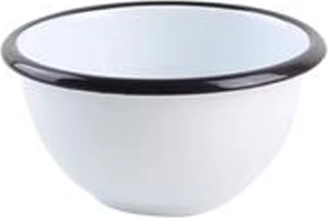 Εμαγιέ μπολ 11 cm λευκό με μαύρο χείλος, 300 ml