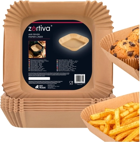 Χάρτινες θήκες Zortiva για φριτέζα αέρος 23 × 23 cm – 100 τεμ.