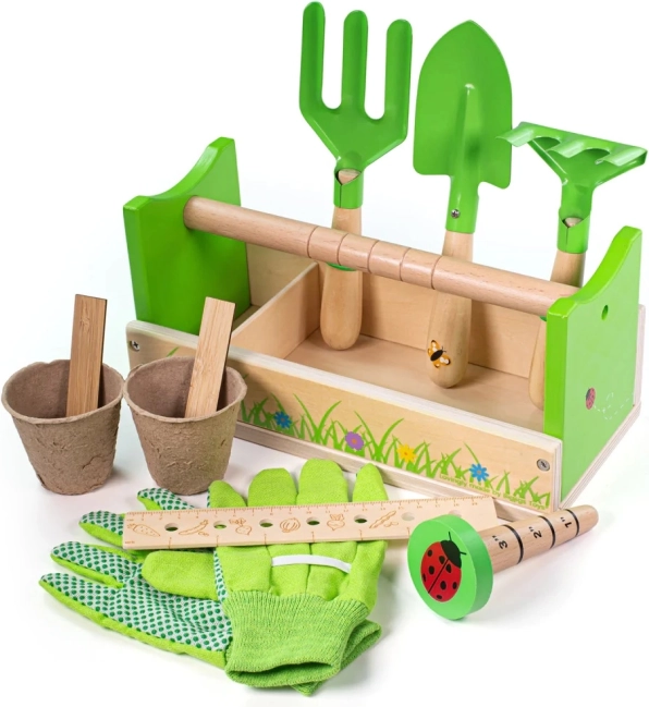 Bigjigs Toys παιδικό σετ κηπουρικής σε θήκη μεταφοράς